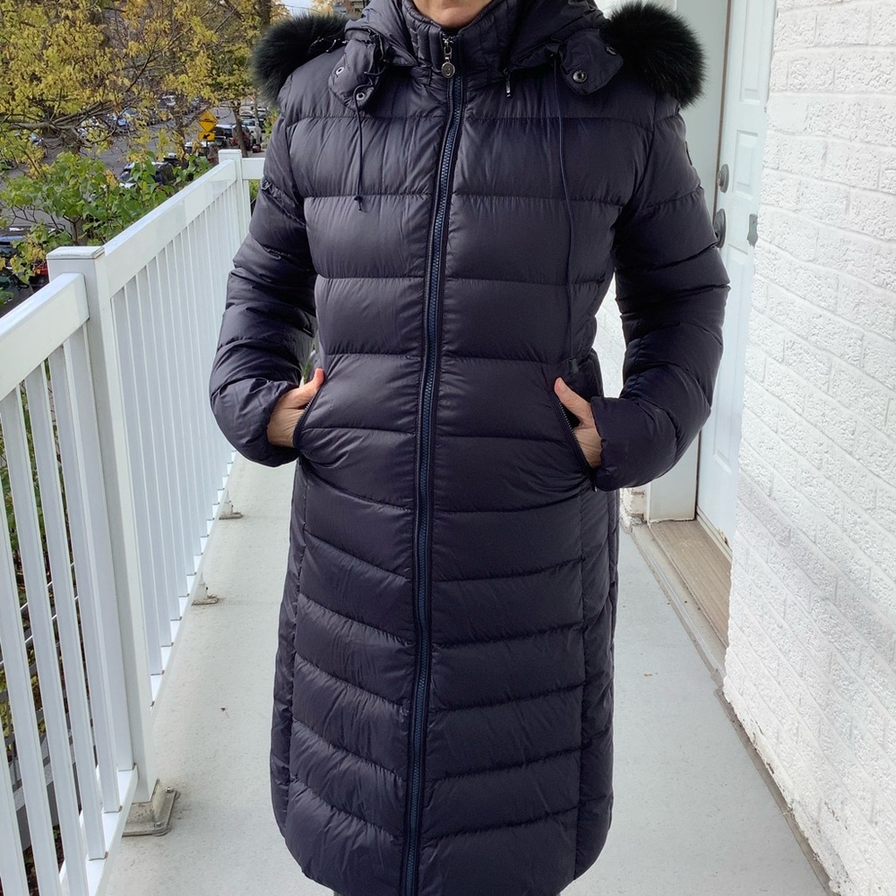 Navy Snowman Puffer Coat M